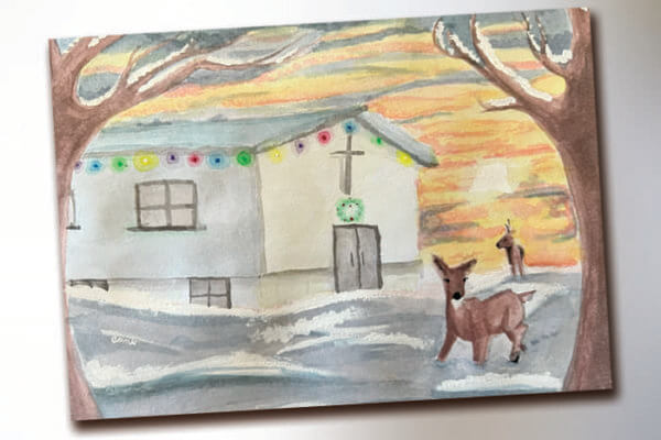 Christmas Cards: Manning, ND with Deer