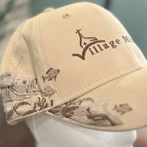 Ball cap - bass, tan with brown embroidery